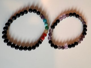 Pulsera Amatista y Piedra Volcánica de Perú
