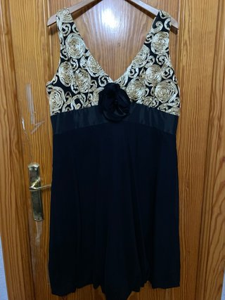 Vestido corto de fiesta negro y dorado T40