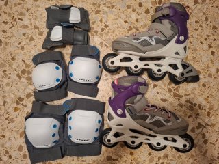 Patines en línea con set de protecciones