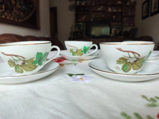 Juego de Café de Porcelana (7 Tazas y Platos)
