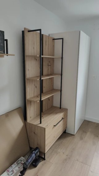 Estantería con Cajón Madera y Metal