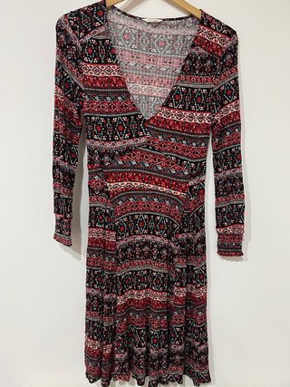 Vestido Estampado Manga Larga Talla M