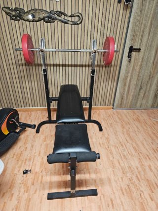 Banco de Pesas Reclinable + barra y pesas