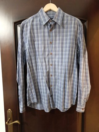 Camisa de cuadros azul y gris