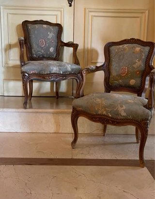 Set de 2 Sillones Luis XV de Nogal