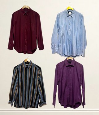 Talla XL. Lote de 4 camisas manga larga de hombre