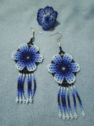 Juego de Pendientes y Anillo Artesanía Mexicana