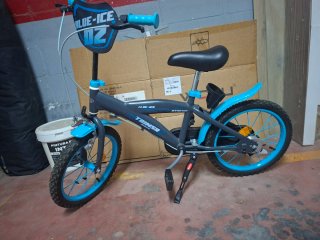 Bicicleta Infantil 16 Celeste y Gris
