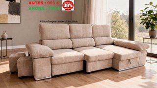 Sofá chaise longue cama con arcones