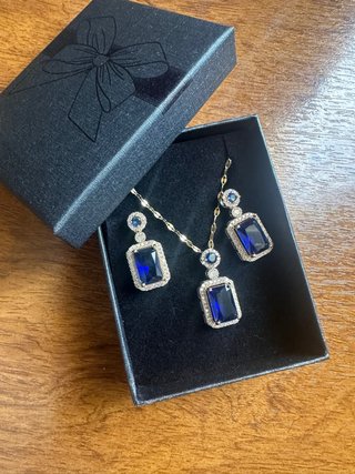 Conjunto de Joyas Azul y Plateado