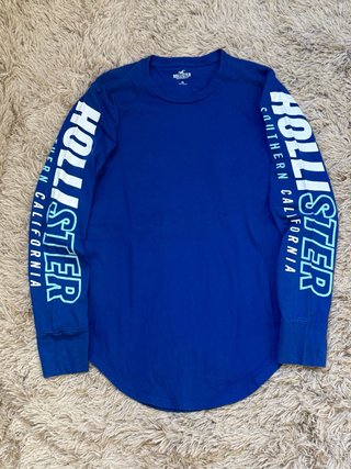 Camiseta Manga Larga Hollister Azul XS