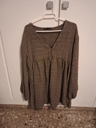 Vestido Pull&Bear Marrón a Cuadros