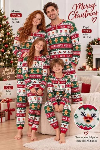 Pijama Familiar Navideño adulto/niño S/XXL 1/16 añ