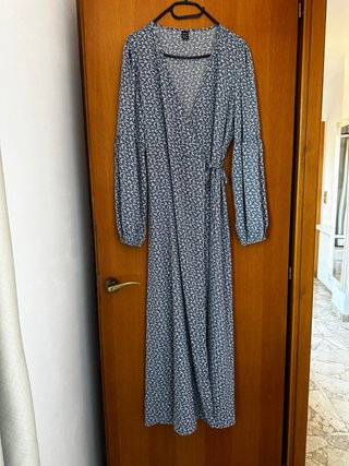 Vestido largo azul estampado
