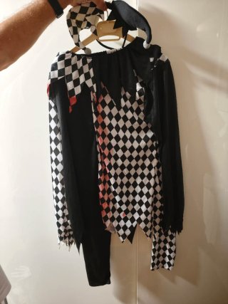 Disfraz de Arlequín, pantalón,camisa y diadema