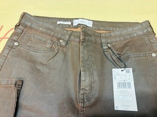 Pantalones Encerados Mango Marrones Talla 42