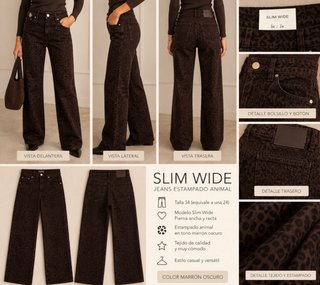 Pantalón Slim Wide Estampado Leopardo