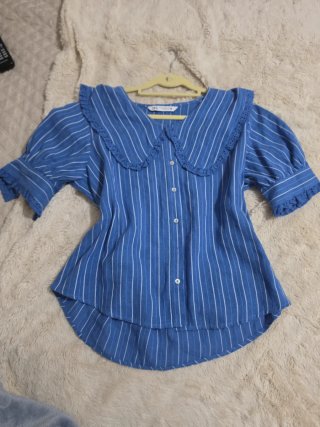 Camisa Zara cuello bebé azul XS
