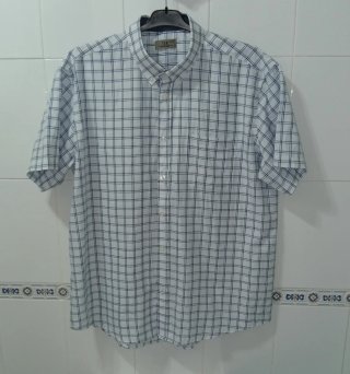 Camisa hombre manga corta cuadros talla XXL