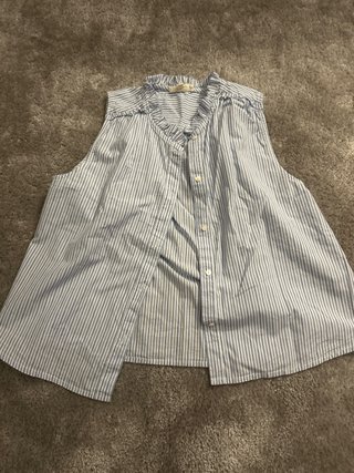 Camisa sin mangas Nicoli azul y blanca