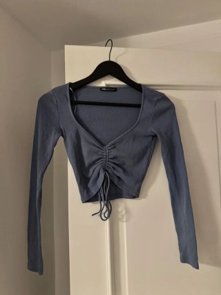 Top manga larga azul Zara