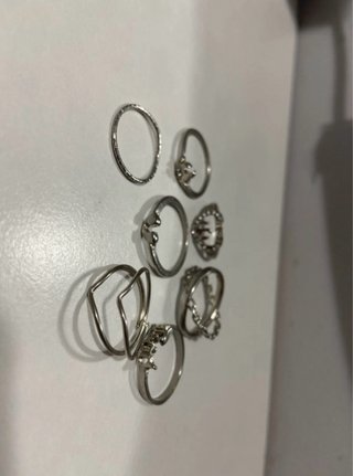 Set de 7 anillos plateados