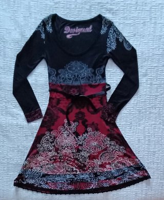 Vestido Desigual Negro y Rojo Talla M