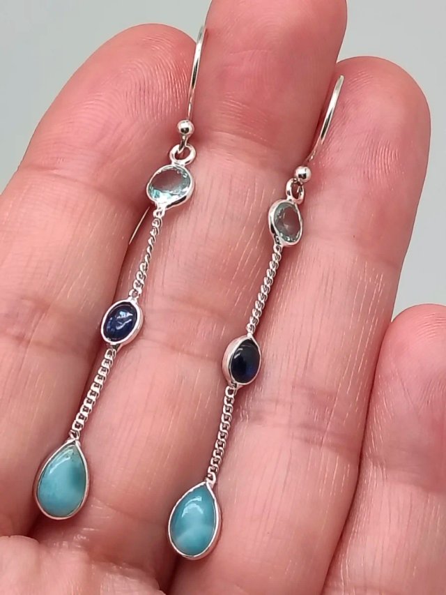 Pendientes de Plata de Ley 925 y Minerales