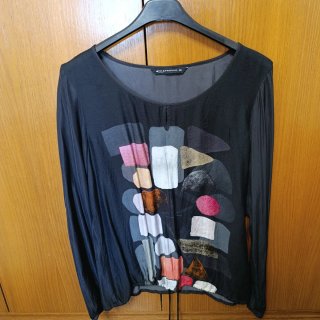 Blusa Expresso Negra Estampada Talla L