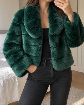 Chaqueta de Pelo Verde Esmeralda Talla M