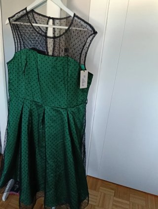 Vestido Pin Up Plumeti Verde y Negro