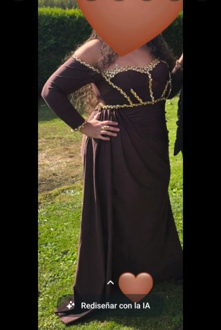 Vestido de fiesta largo marrón gitana