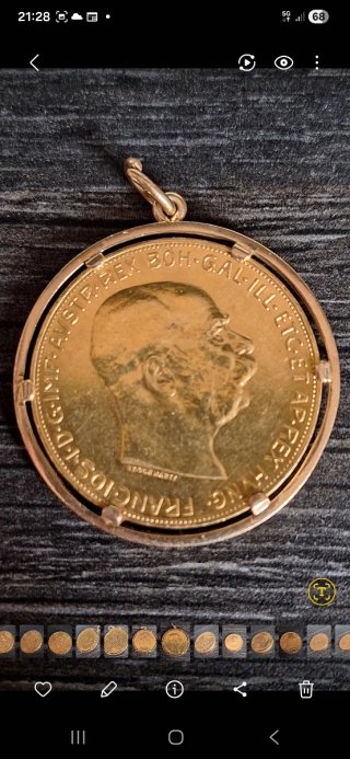 Colgante Moneda 100 Coronas 1915-oro de 21k y 18K