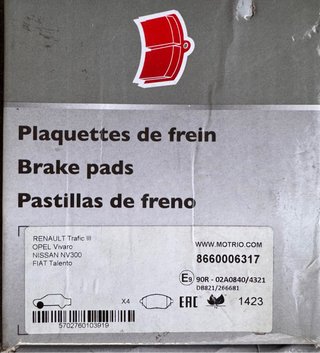 Pastillas de Freno Motrio Renault Trafic III
