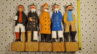 Set de 5+4 FIGURAS de MARINOS tallados en madera