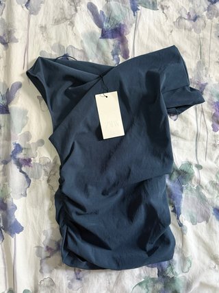 Camisa Asimétrica Azul Zara