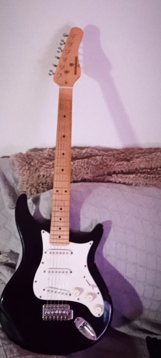 Guitarra Eléctrica Negra y blanca