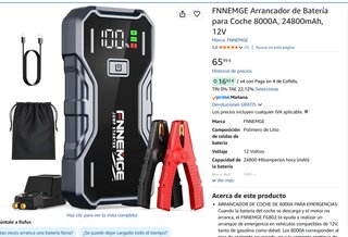 Arrancador Batería Coche 8000A 24800mAh 12V