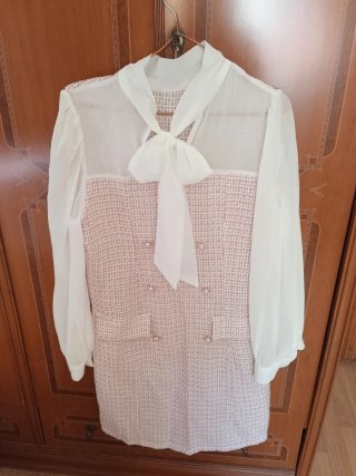 Vestido Rosa Estilo Tweed Talla L