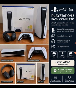 Consola PlayStation 5 (PS5) con Mando y Auriculare