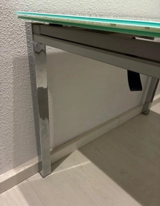 Mesa de Comedor Rectangular Cristal y Metal