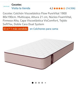 2 Colchónes Cecotec Flow PureVital 80x190cm