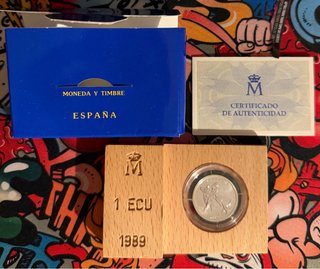 Moneda de Plata 1 ECU 1989 Europa