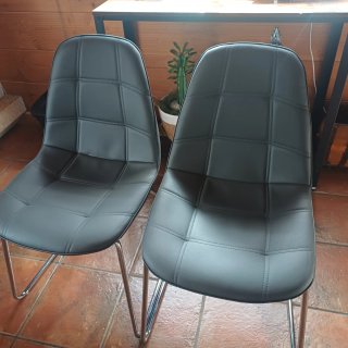 Set de 2 Sillas de Polipiel Gris