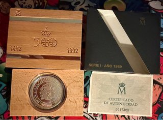 Moneda Plata V Centenario Descubrimiento