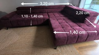 Sofá Chaise Longue XXL burdeos