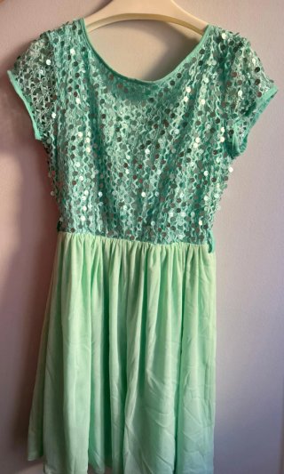 Vestido Verde Agua con Lentejuelas