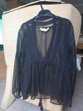 Blusa Negra Zara Talla L