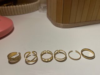 Pack de 6 Anillos Dorados Ajustables