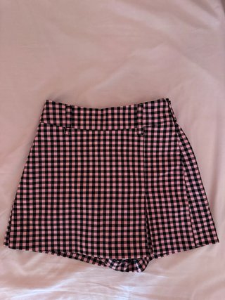 Falda pantalón cuadros vichy Bershka